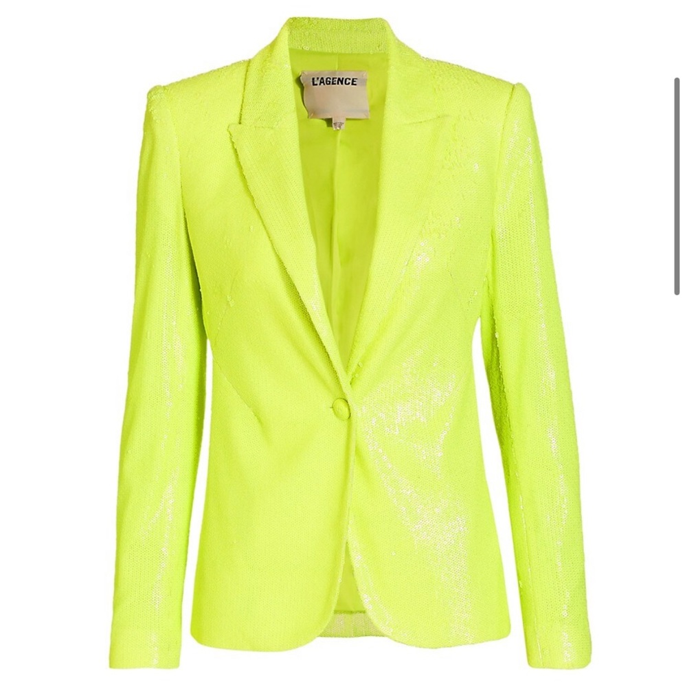 LAGENCE Chartreuse Clementine Sequin blazer, Size 4